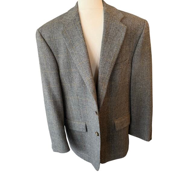 Vintage Chaps Ralph Lauren Jacket 44R Tweed Virgin Wool Blazer Sport Coat Brown - Picture 2 of 16